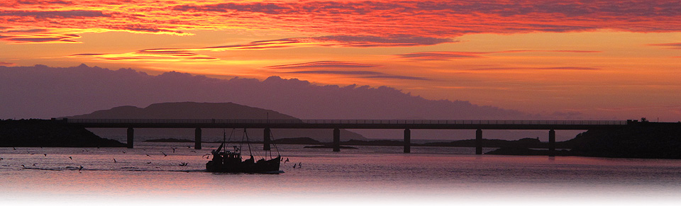 Fishing Boat infront of Skye Bridge, Sunset